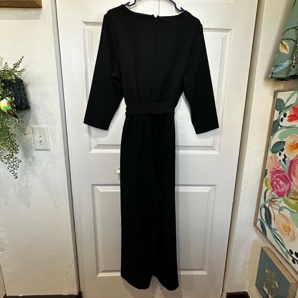 Lane Bryant Black Long Sleeve Wide Leg Belted Jumpsuit - Size 14 - EUC - Picture 4 of 8